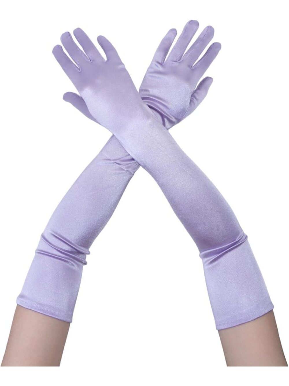 Women Light Purple Elbow Length 1920s Costume Halloween Long Opera Satin Gloves